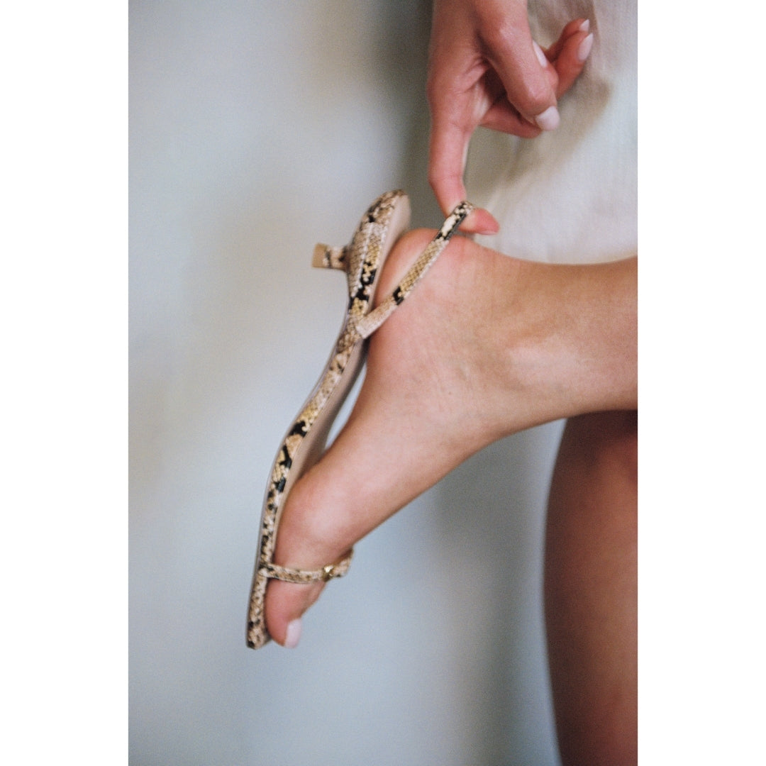 Fernando heeled sandal Tan Multi Snake | Matisse Footwear