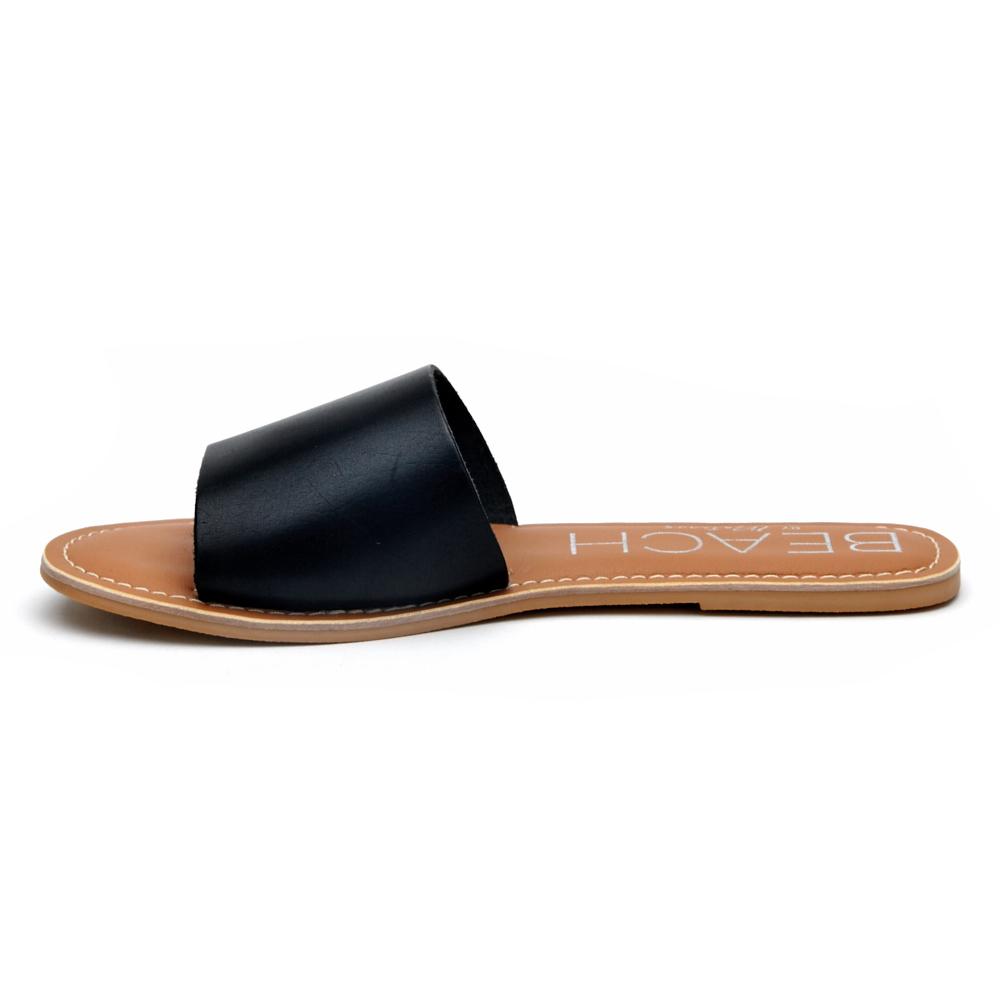 Cabana slide sandal Black Leather | Matisse Footwear