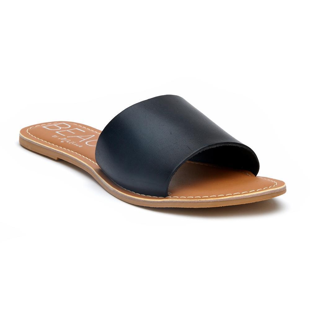 Cabana slide sandal Black Leather | Matisse Footwear
