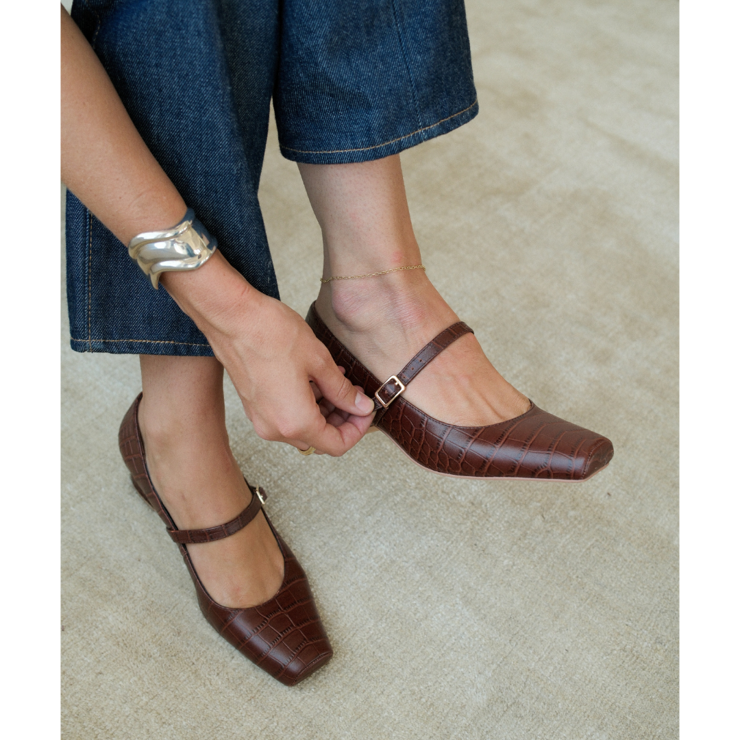 Mirabelle mary jane heel Coffee Croc Print | Matisse Footwear
