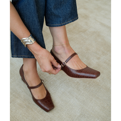 Mirabelle mary jane heel Coffee Croc Print | Matisse Footwear