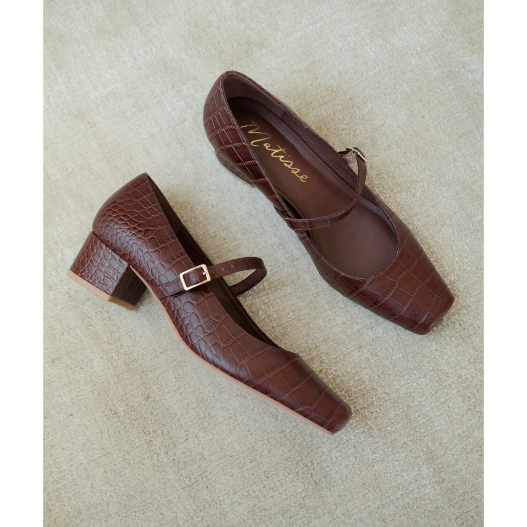Mirabelle mary jane heel Coffee Croc Print | Matisse Footwear