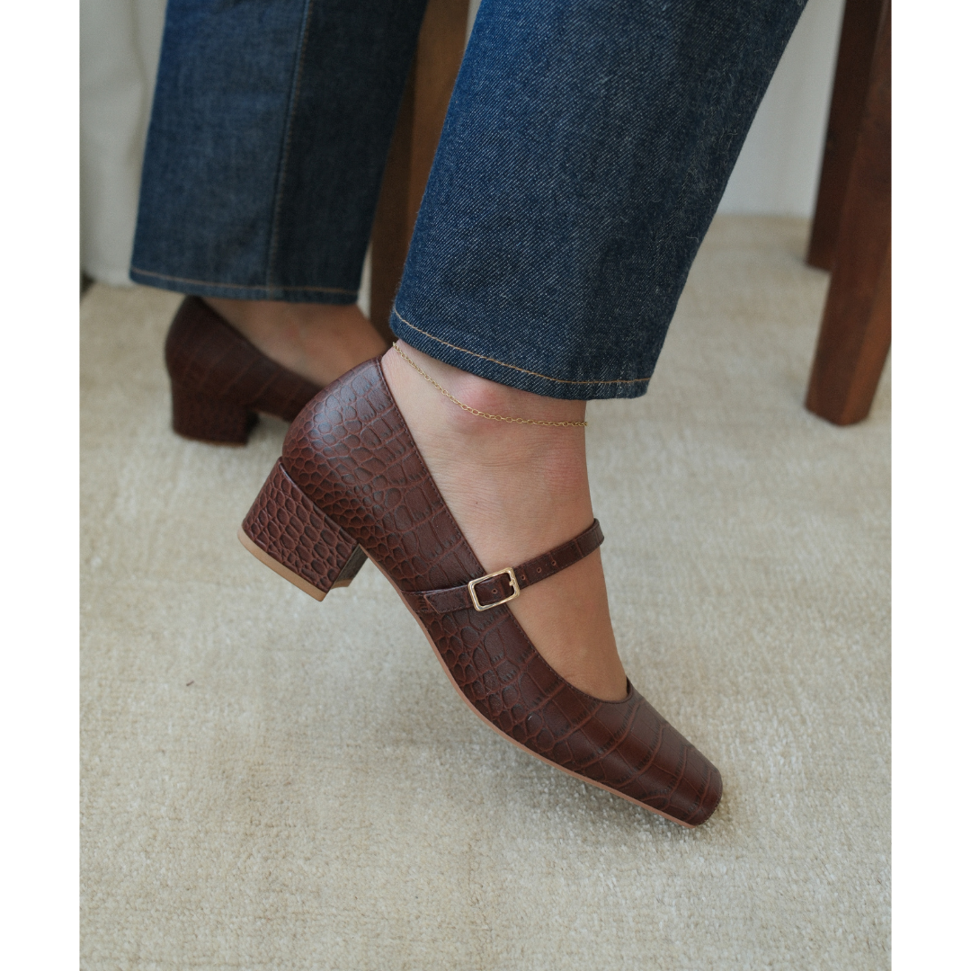 Mirabelle mary jane heel Coffee Croc Print | Matisse Footwear