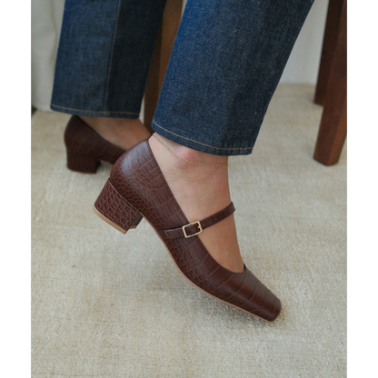Mirabelle mary jane heel Coffee Croc Print | Matisse Footwear