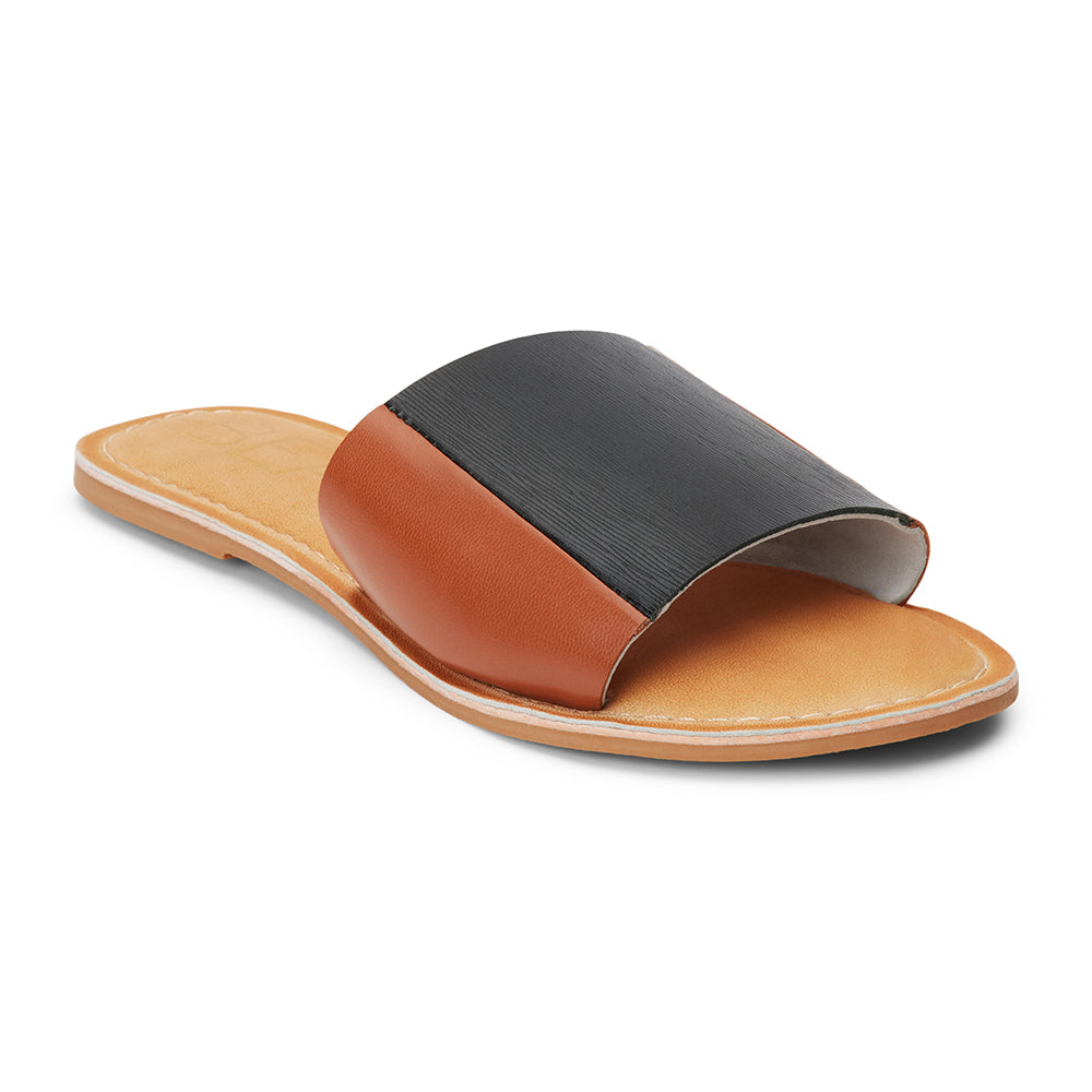 Bonfire slide sandal Tan/Black | Matisse Footwear