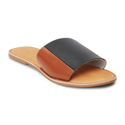 Bonfire slide sandal Tan/Black | Matisse Footwear